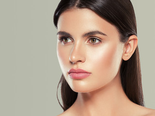 Fototapeta premium Beauty face woman healthy skin care concept brunette