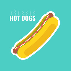 Hot dog flat icon. Fast food concept. Vector illustration.