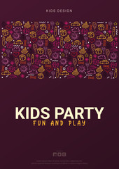 Hand draw Kids doodle background. Objects from a child's life.