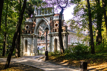 Moscow,12.09.2019. Museum-reserve "Tsaritsyno", a Figure (Grape) gate, architect Vasily Bazhenov.