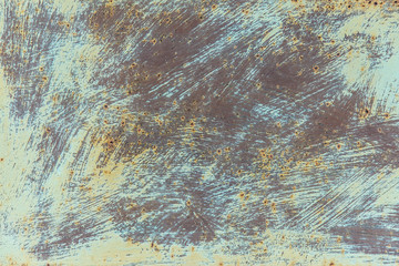 texture of rusty painted metal. several layers of paint. corrosion of metal