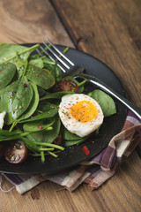 Salad with Fresh Spinach Vegetables and Eggs