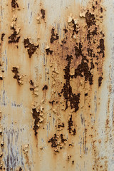 texture of rusty painted metal. several layers of paint. corrosion of metal