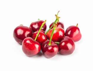 Fresh cherry isolated on white background.