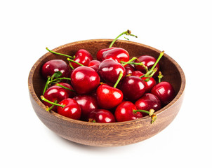 Fresh cherry isolated on white background.