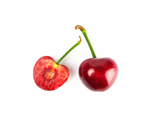 Fresh cherry isolated on white background.