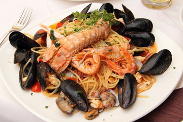 Spagetti mit Meeresfrüchte