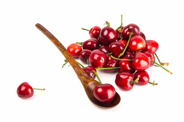Fresh cherry isolated on white background.