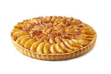 French apple tart isolated on white background