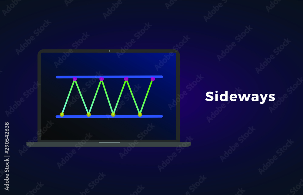 Poster sideways trend definition flat icon - chart pattern figure technical analysis. vector stock and cryp