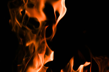 Fire flames on black background