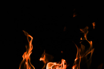 Fire flames on black background