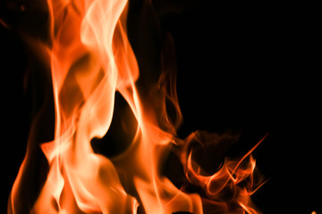 Fototapeta premium Fire flames on black background