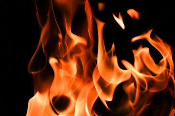 Fire flames on black background
