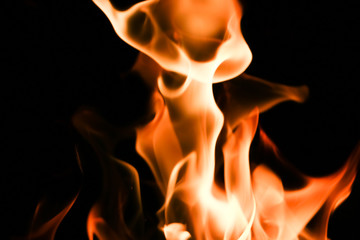 Fire flames on black background