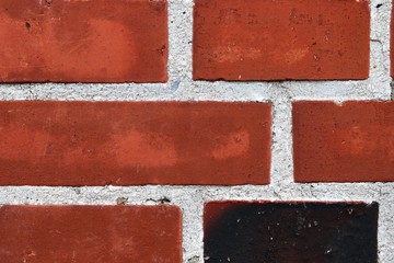 Detailed view on aged and weathered red brick walls at historical buildings in high resolution