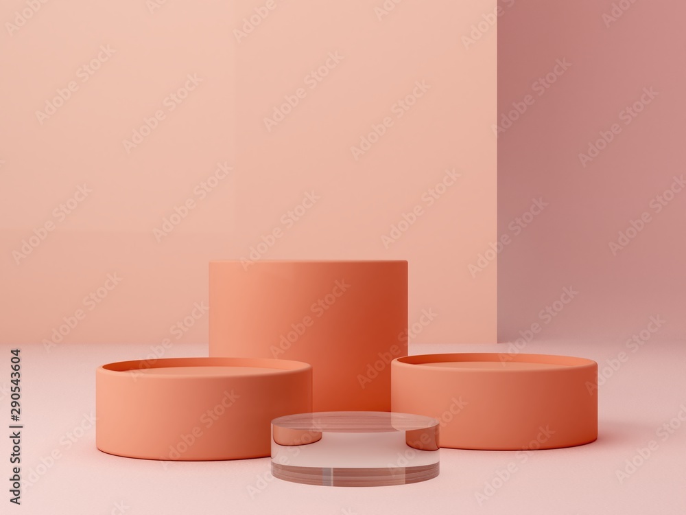 Aufkleber abstract minimal scene with geometrical forms. cylinder podiums in cream colors. abstract background