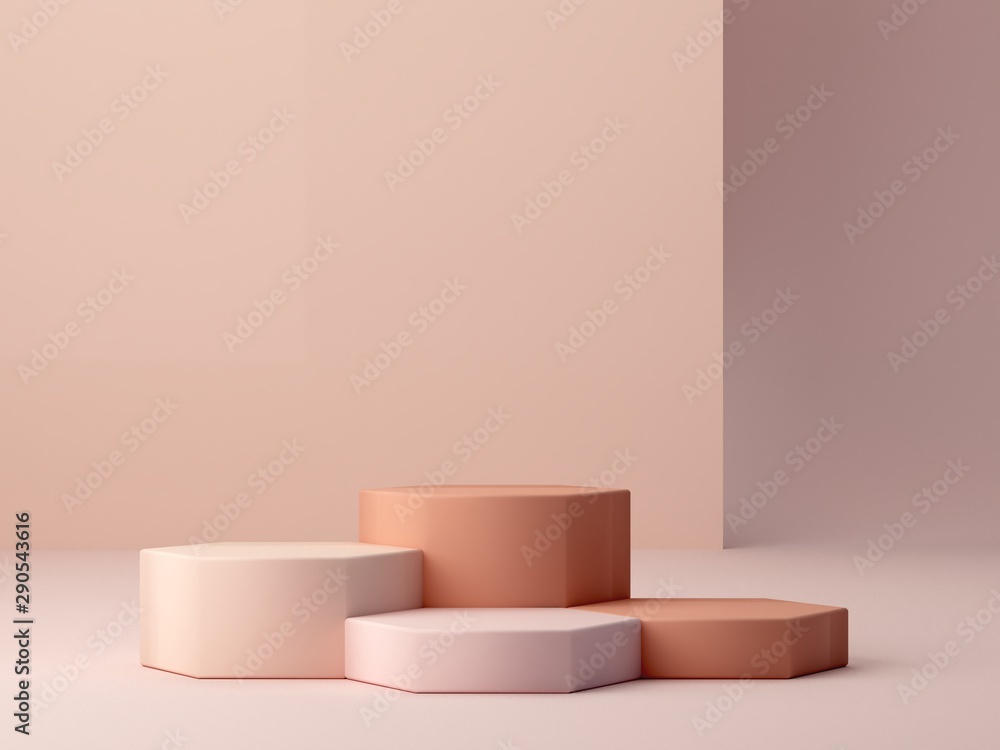 Aufkleber abstract minimal scene with geometrical forms. cylinder podiums in cream colors. abstract background