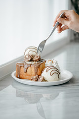 Nutella toast with icecream
