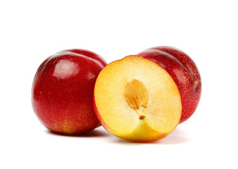 Fresh Chile red plum isolated on white background.