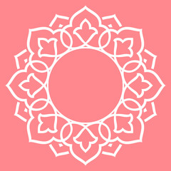 Decorative frame Elegant vector element for design in Eastern style, place for text. Floral pink border. Lace illustration for invitations and greeting cards