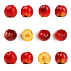 Fresh Chile red plum isolated on white background.