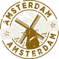 Amsterdam Windmill Rubber Stamp 