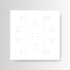 Puzzle background, banner, blank. Jigsaw section template. Modern vector illustration