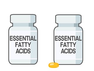 Bottle of pills, essential fatty acids supplement
