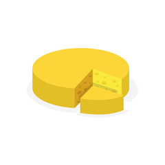Yellow Cheese isolated on background. Flat vector illustration.