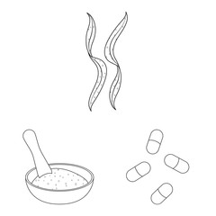 Vector illustration of food and vegan symbol. Collection of food and weed vector icon for stock.