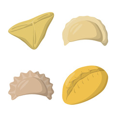 Vector design of dumplings and food icon. Collection of dumplings and stuffed stock vector illustration.
