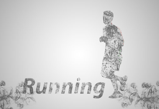 Silhouette run sport.Running Man with Effects smoke.