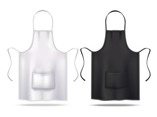 White and Black Apron Mockup Set in Realistic Style