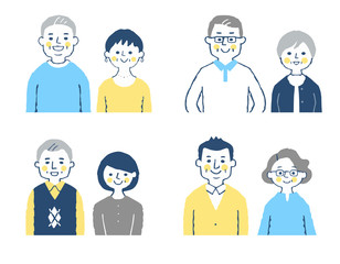 4 sets of senior couple, upper body