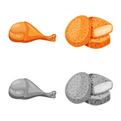 Isolated object of product and poultry logo. Collection of product and agriculture stock symbol for web.