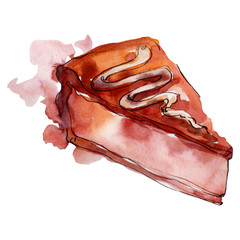 Tasty cake in a watercolor style. Background illustration set. Watercolour drawing fashion aquarelle isolated.