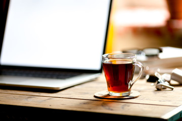 Cup of tea on the table, close-up
