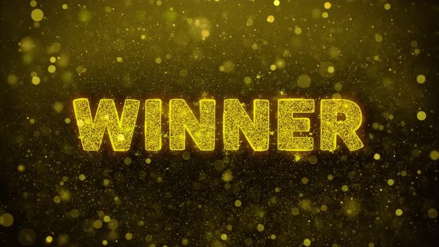 Winner Text Golden Glitter Glowing Lights Shine Particles. Sale, Discount Price, Off Deals, Offer promotion offer percent discount ads 4K Loop Animation.