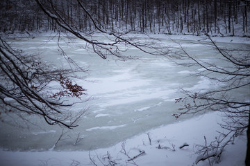 Frozen lake Sea eye, Slovakia