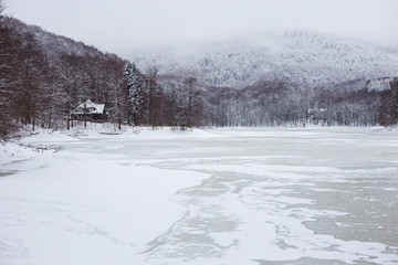Frozen lake Sea eye, Slovakia