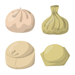 Vector illustration of dumplings and food icon. Collection of dumplings and stuffed stock vector illustration.