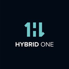 hybrid one logo design unique