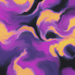 Contemporary painting. Purple and yellow colors. Hand painted image for creative design of posters, wallpapers, websites, cards, invitations. Trendy artistic style. Beautiful colour transitions.