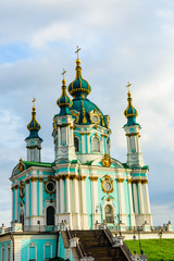 Fototapeta na wymiar Beautiful St. Andrew's church in a Kiev, Ukraine