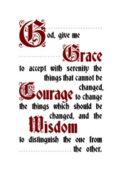 The Serenity prayer poster lettering text