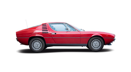 Obraz na płótnie Canvas Red classic Italian sport car isolated on white