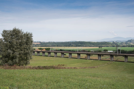 railway bridge in the countryside at Ponzano Romano