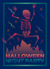 Modern illustration of Halloween night party - Skeleton dance