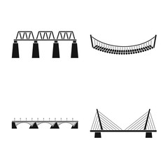 Vector illustration of construct and side sign. Set of construct and bridge vector icon for stock.